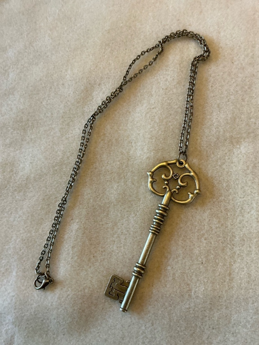 Antique-Style Key Pendant Necklace, 28”